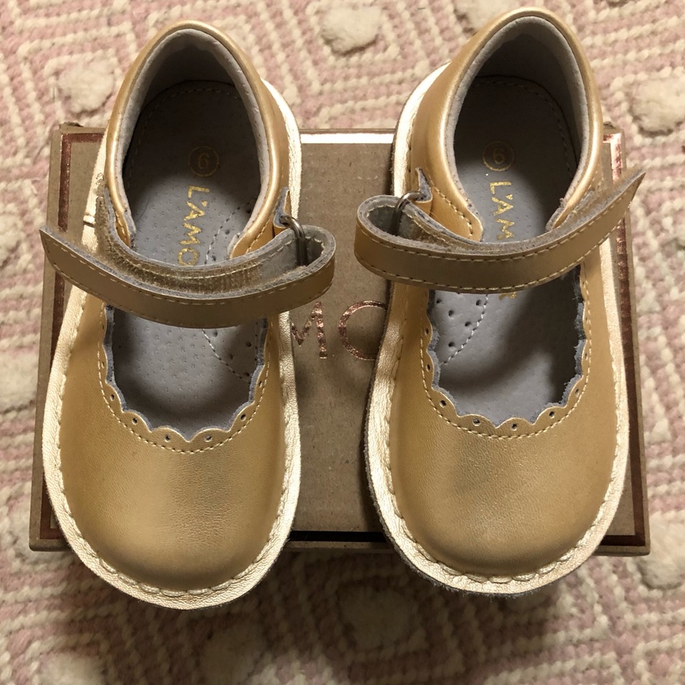 L’Amour gold dress shoes toddler girl 6T